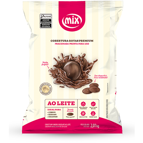 Cobertura Fracionada em gotas  Mix Ingredientes sabor Chocolate Ao leite embalagem de 2 kg