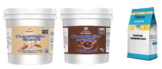 Linha Classic Recheios ChocoWaffer e Saborizante Algemix Frutas Vermelhas